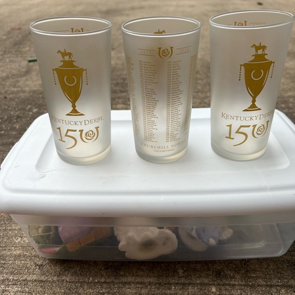 Kentucky Derby 150th Anniversary Frosted Glass Set - Picture 1 of 3